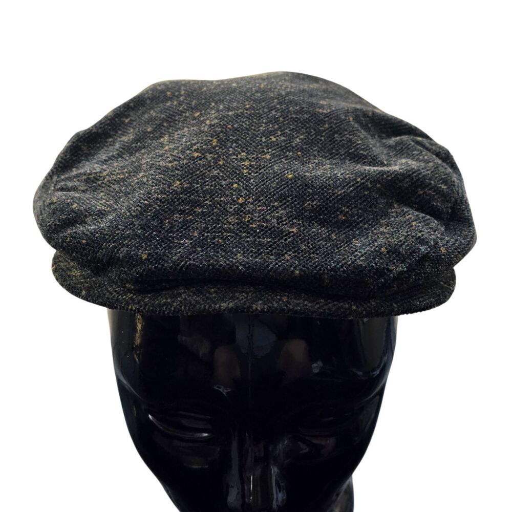 Vtg Perry Ellis America Hat Made In USA Charcoal Speckled Ivy Style Fitted Cap L